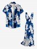 Flowers Glitter 3D Print Matching Hawaii Beach Outfit For Couples -  