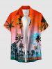 Tenue de plage hawaïenne assortie pour couples avec imprimé ciel dégradé cocotier - Orange vif 