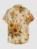 Sunflower Flower Leaf Dragonfly Print Matching Hawaii Beach Outfit For Couples -  