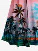 Robe maxi hawaïenne à épaules dénudées et liens croisés, imprimé cocotier dégradé ciel - Orange vif 4X