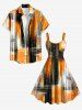 Robe débardeur hawaïenne à imprimé 3D Ombre Light Beam (bretelles ajustables) - Orange Foncé 4X