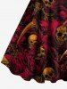 Robe débardeur d'Halloween à imprimé crânes, foulards et faucilles (bretelles ajustables) - marron foncé XS