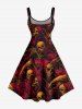 Halloween Skulls Scarf Sickle Print Tank Dress(Adjustable Shoulder Strap) -  