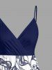 Robe débardeur portefeuille Hawaï à imprimé fleurs et feuilles - Bleu profond L