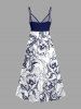 Robe camisole hawaïenne à imprimé fleurs et feuilles, décolleté croisé - Bleu profond 4X