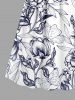 Robe camisole hawaïenne à imprimé fleurs et feuilles, décolleté croisé - Bleu profond 4X
