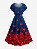 Robe trapèze Hawaii à imprimé pétale - Bleu XXS