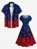 Robe trapèze Hawaii à imprimé pétale - Bleu XXS