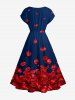 Robe trapèze hawaïenne à imprimé pétales - Bleu 3X