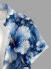 Chemise hawaïenne pour homme à fleurs aquarelle, sequins scintillants, impression 3D, boutons et poche - Bleu profond 2XL