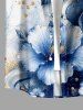 Chemise hawaïenne pour homme à fleurs aquarelle, sequins scintillants, impression 3D, boutons et poche - Bleu profond 6XL