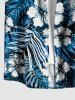 Hibiscus Flower Tropical Leaf Print Buttons Pocket Hawaii Shirt For Men -  
