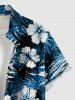Hibiscus Flower Tropical Leaf Print Buttons Pocket Hawaii Shirt For Men -  