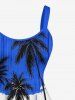Robe débardeur hawaïenne à imprimé cocotier, fleur d'hibiscus et feuilles tropicales (bretelles ajustables) - Bleu XXS