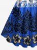 Robe débardeur hawaïenne à imprimé cocotier, fleur d'hibiscus et feuilles tropicales (bretelles ajustables) - Bleu XXS