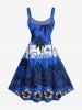 Robe débardeur hawaïenne à imprimé cocotier, fleur d'hibiscus et feuilles tropicales (bretelles ajustables) - Bleu XXS
