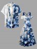 Robe maxi hawaïenne à épaules dénudées et liens croisés, imprimé fleurs aquarelle, paillettes scintillantes et effet 3D - Bleu profond XS