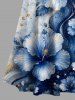 Robe maxi hawaïenne à épaules dénudées et liens croisés, imprimé fleurs aquarelle, paillettes scintillantes et effet 3D - Bleu profond XS