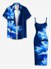 Robe hawaïenne ajustée à imprimé fleurs - Cadetblue XS