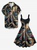 Robe débardeur Hawaï à imprimé pieuvre (bretelles réglables) - Noir 4X