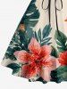 Robe trapèze hawaïenne à imprimé de feuilles et fleurs tropicales, avec laçage et bretelles croisées - Bronze XS