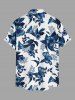 Chemise hawaïenne pour homme à imprimé feuilles, fleurs et branches, avec boutons et poche - Bleu profond S