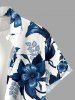 Chemise hawaïenne pour homme à imprimé feuilles, fleurs et branches, avec boutons et poche - Bleu profond S