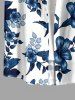 Chemise hawaïenne pour homme à imprimé feuilles, fleurs et branches, avec boutons et poche - Bleu profond S