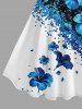 Hibiscus Flower Print Hawaii A Line Dress -  