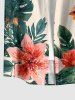 Chemise homme hawaïenne à imprimé feuilles tropicales et fleurs, à boutons et poche - Bronze 2XL