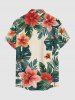 Chemise homme hawaïenne à imprimé feuilles tropicales et fleurs, à boutons et poche - Bronze 2XL