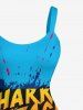 Robe trapèze hawaïenne à imprimé requin, vagues de mer et lettres - Pers XS