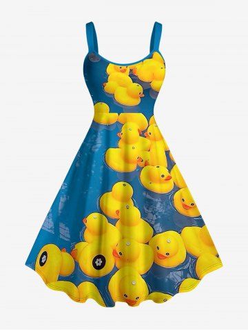Robe trapèze Hawaï à imprimé Duck Pond - LAKE BLUE - 3X