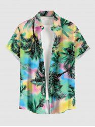 Chemise hawaïenne pour homme à imprimé dégradé coloré de cocotiers, avec boutons et poche -  S