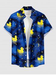 Chemise hawaïenne à boutons et poche avec imprimé galaxy Duck pour homme - Bleu de Minuit 3XL