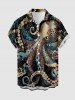 Tenue de plage hawaïenne assortie pour couple avec motif pieuvre - Noir 