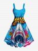 Shark Sea Waves Letters Print Matching Hawaii Beach Outfit For Couples -  