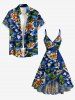 Seascape Coconut Tree Hibiscus Flowers Print Matching Hawaii Beach Outfit For Couples -  