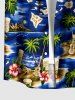Seascape Coconut Tree Hibiscus Flowers Print Matching Hawaii Beach Outfit For Couples -  