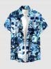 Tenue assortie de plage hawaïenne pour couples à imprimé ethnique de crânes, fleurs et feuilles tropicales - Bleu profond 