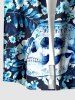 Tenue assortie de plage hawaïenne pour couples à imprimé ethnique de crânes, fleurs et feuilles tropicales - Bleu profond 
