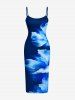 Tenue de plage hawaïenne assortie à motif fleurs pour couple - Cadetblue 