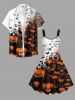 Robe A-line d'Halloween à imprimé citrouille et chauve-souris - Orange Foncé 3X