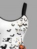 Robe trapèze à imprimé citrouille et chauve-souris d'Halloween - Orange Foncé 5X