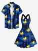 Duck Galaxy Print Hawaii Lace Up Crisscross Strappy A Line Dress -  