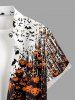 Chemise pour homme avec imprimé citrouille et chauve-souris d'Halloween, poches boutonnées - Orange Foncé L
