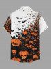 Chemise pour homme avec imprimé citrouille et chauve-souris d'Halloween, poches boutonnées - Orange Foncé L