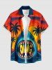Coconut Tree Shark Sunset Print Hawaii Button Pocket Shirt For Men -  