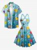 Robe trapèze Duck Bubble à imprimé ombré hawaïen, encolure halter et lanières croisées - Bleu clair XS
