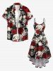 Robe cami hawaïenne à imprimé crânes et roses, ourlet asymétrique - Rouge XS
